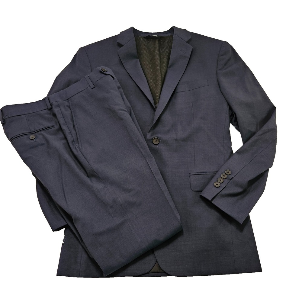 Jos. A. Bank Traveler Travel Tech Suit Mens 41R Slim Fit Navy Blue Wool Blend